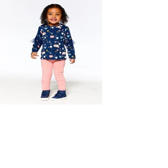 Deux par Deux Organic Cotton Rosette Pink Leggings With Cat Ears Applique 12M - Picture 2 of 10